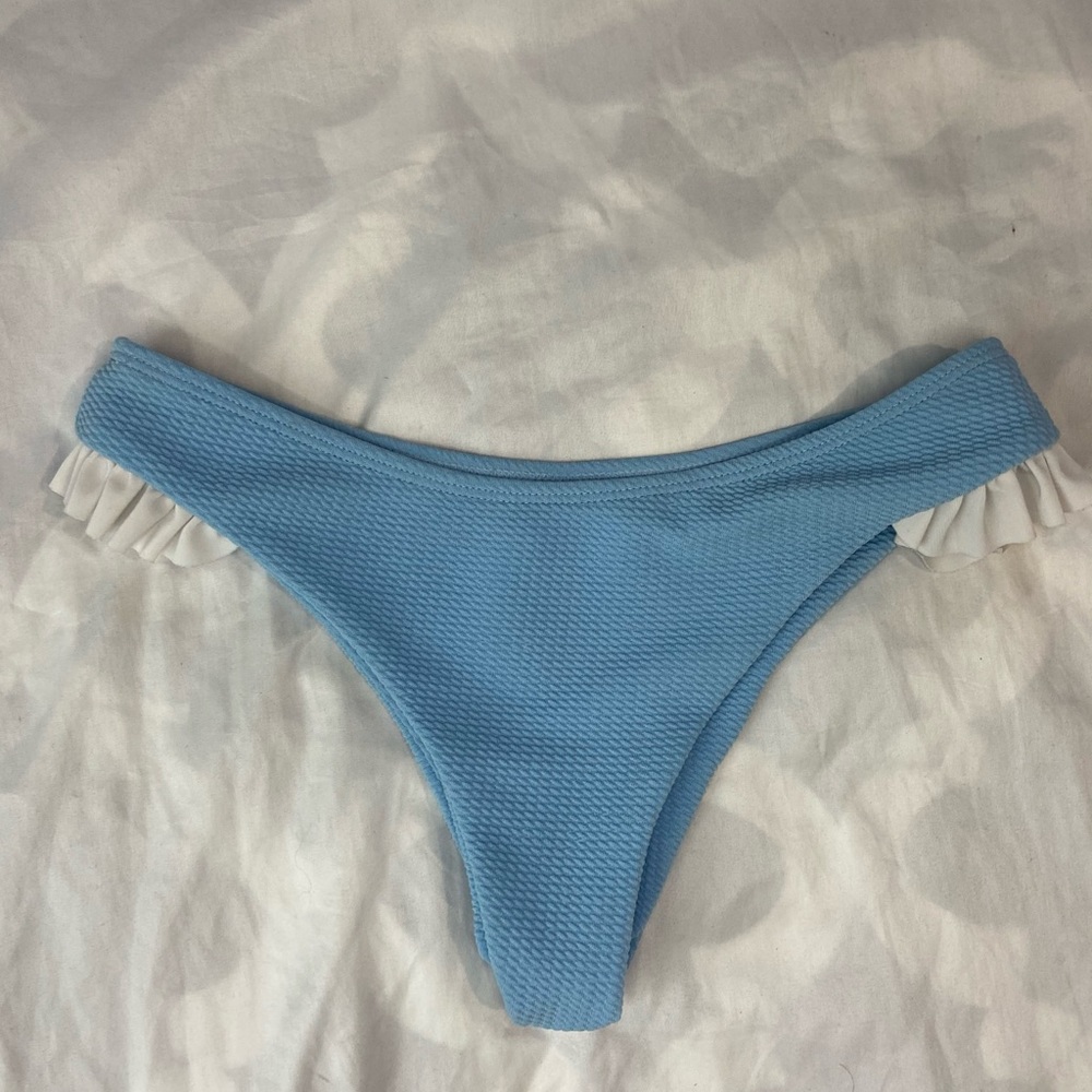 Cute Light Blue Bikini Bottoms with White Details